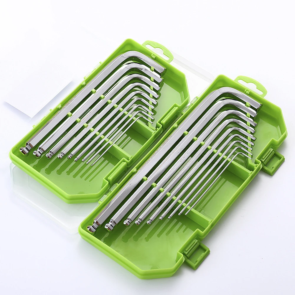 

9pcs 1.5-10mm Wrench L Shape Allen Key Set Hexagon Allen Key Long Arm Ball End Spanner Universal Wrench Set Hand Repair Tools