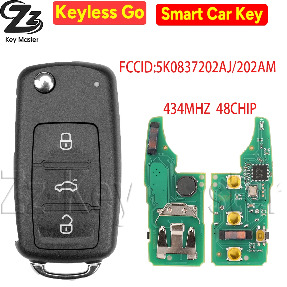 

Zz Key Master автомобильный дистанционный ключ 5K0837202AD202Q//202AE/202S 434/315 МГц ID48 чип для VW VolksWagen CaddyUP Beetle 2/3/4 кнопки