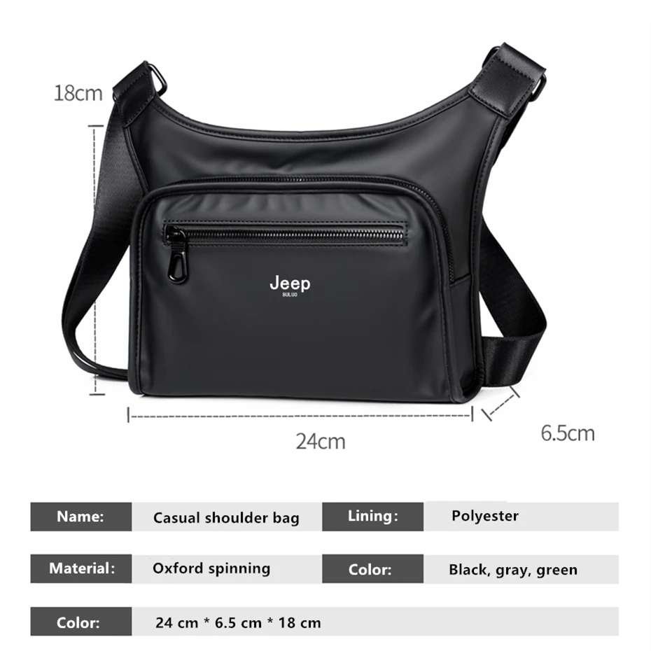 JEEP BULUO Shoulder Bag Oxford Luxury Fashion Men Chest Bag Man Sling Crossbody Bag Male New Casual Handbag Travel Phone Bags