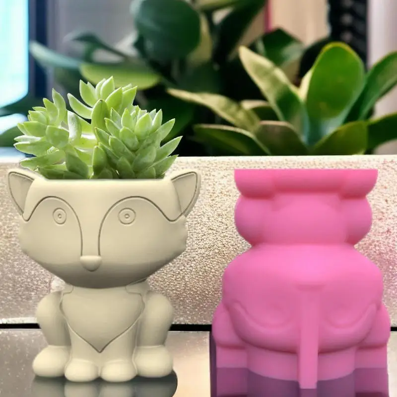 

Plant Pot Silicone Mold Cute Animal Shape Succulent Flowerpot Concrete Mold DIY Cement Molds Flower Pot Crafts Garden Decoration