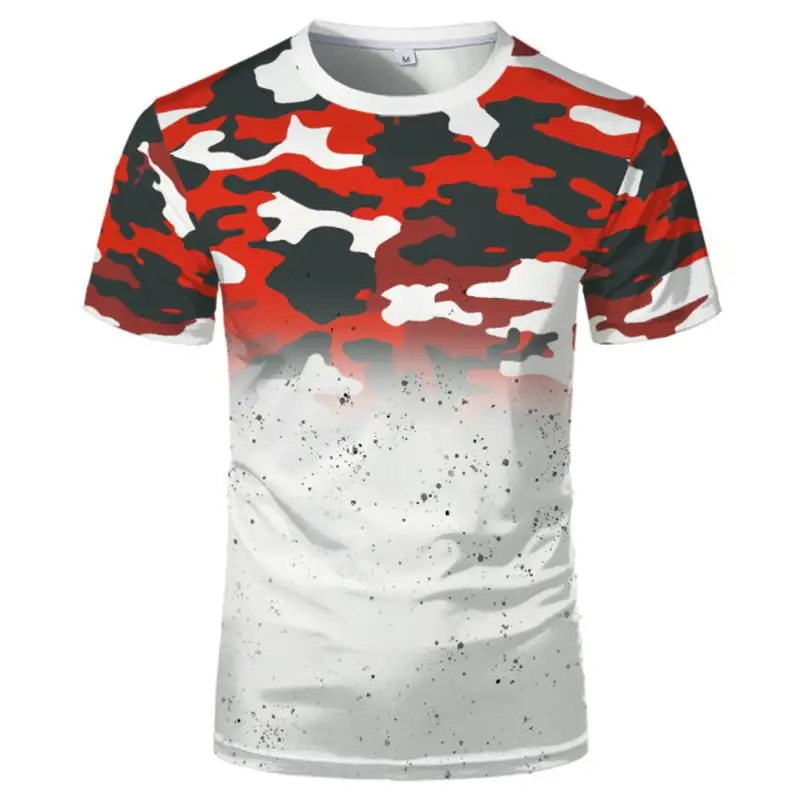 

Camo 3D Print Men's Outdoor Mountaineering Running Breathable Quick Dry Round Neck Short Sleeve Man Children's Casual T-shirt