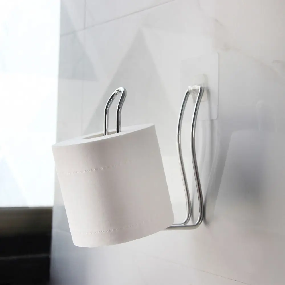 

Simple Toilet Paper Holder Wall Mounted No Punching Toilet Roll Paper Hanger Bathroom Kitchen Accessories Towel Storage Rack