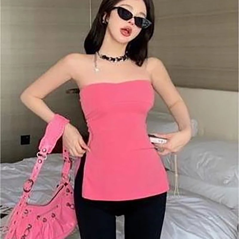 Женский корсет без бретелек с боковой молнией однотонные винтажные топы