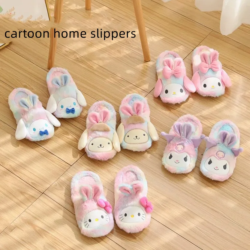 

Новинка, домашние тапочки Sanrio Kawaii, женская домашняя нескользящая обувь для дома, парные шлепанцы на толстой подошве, полусумка на каблуке, п...