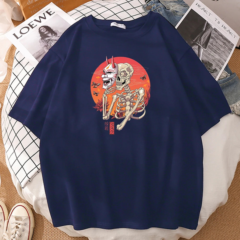 

Мужская футболка Hannya Yokai с принтом маски черепа бабочки цветка аниме укиё-э стильная футболка модная крутая футболка мужская футболка