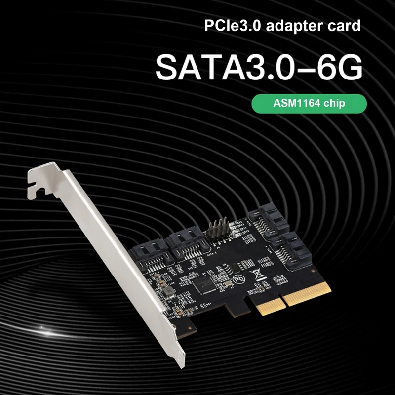 

Плата расширения PCIE X4 на 4 порта SATA3.0, адаптер PCIE3.0, плата расширения чипа ASM1164, PCIE на SATA Bootable SSD