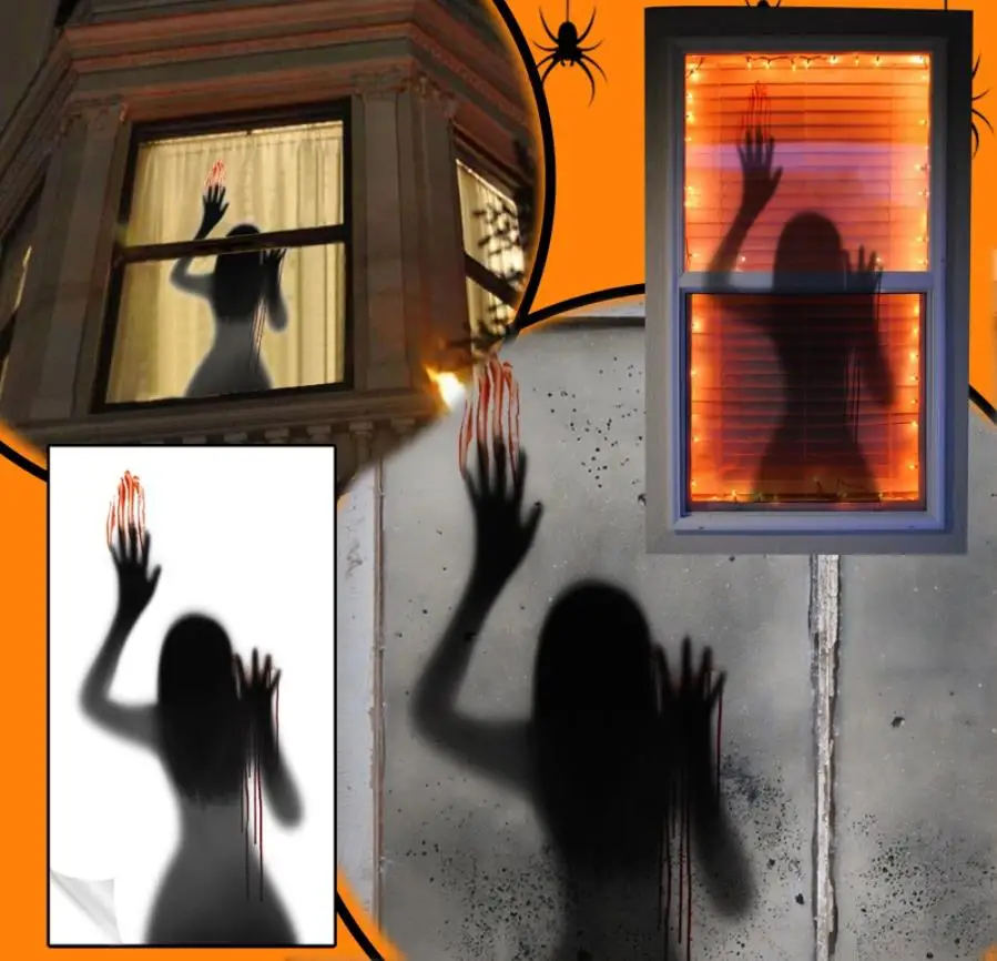 

Horrible Halloween Wall Stickers Ghost Decorations Self Adhesive Horror Blood Ghost Door Stickers Window Glass Sticker