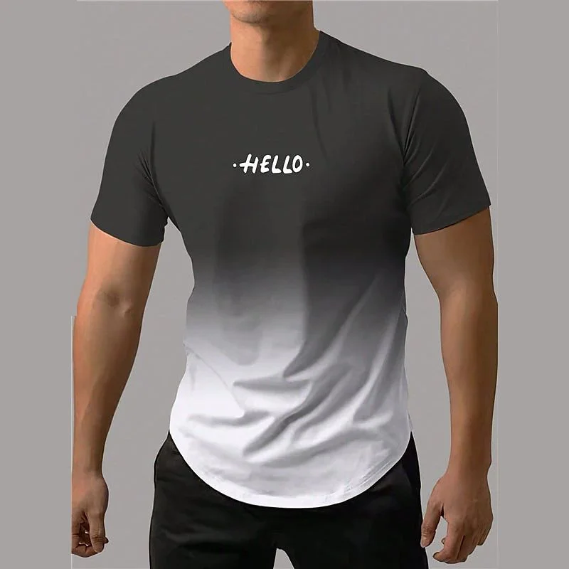 

Fashion Letter Printed T Shirt For Men Contrast Gradient Harajuku Short Sleeve Tops Leisure O-neck Tracksuits Oversized T-shirts