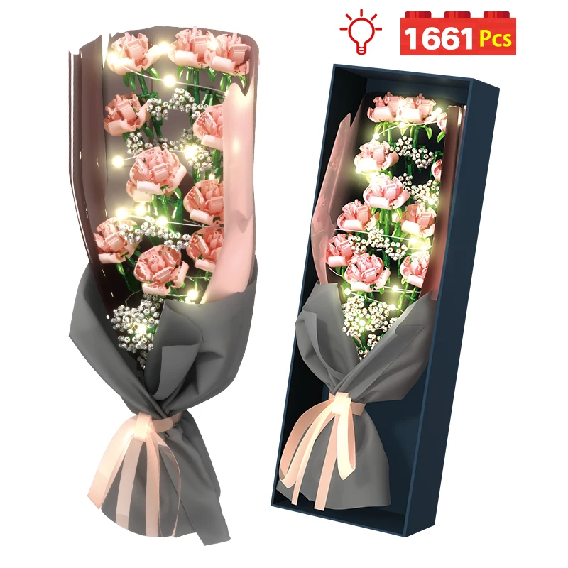 

1661 шт., Детский конструктор «букет розы»