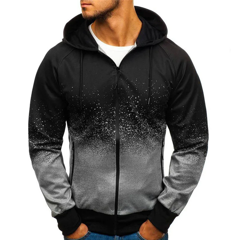 

Men Digital Print Gradient Hoodie Jacket New Casual Zipper Sweatshirt Men's Sportswear Fashion Hooded Men's Clothing Jacket