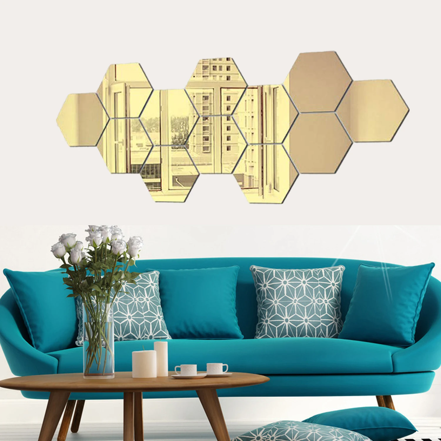 

36Pcs Fashion Wall Stickers Set Hexagon Removable Art DIY Home Living Room Bedroom Sofa Background Wall Decal Simple Decorations
