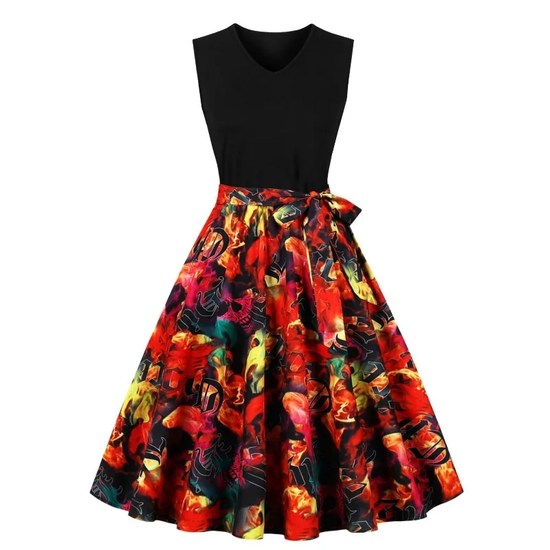 Женские Платья С Принтом На Хэллоуин В Стиле Ретро Повседневные Удобные Без