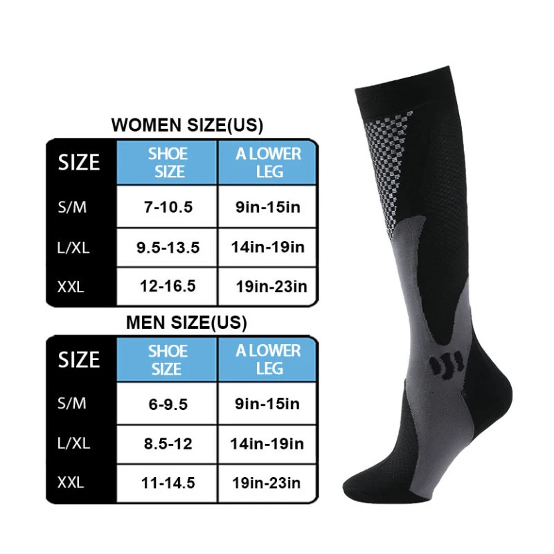 5 Pair/Lot Running Men Women Compression Socks For Football Anti Fatigue Pain Relief Black Compression Socks Fit For Sport Socks