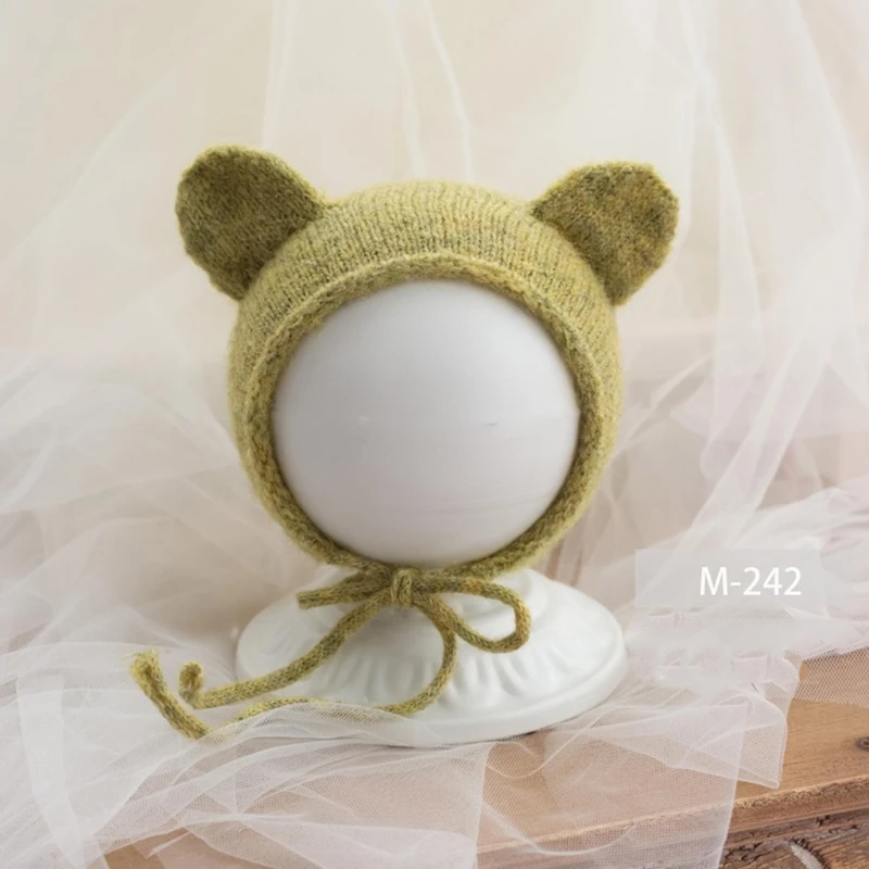 

Baby Cute Ears Knitting Hat Handmade Crochet Beanies Cap Newborn Photography Props Bonnet Infants Photo Posing