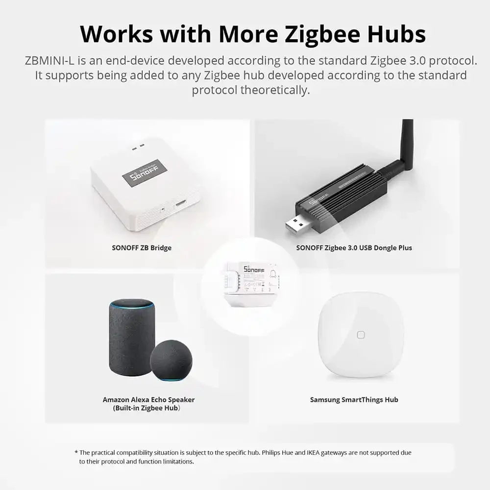 Умный переключатель SONOFF Zbmini-l Zigbee 3 0 без нейтрального провода модуль с помощью