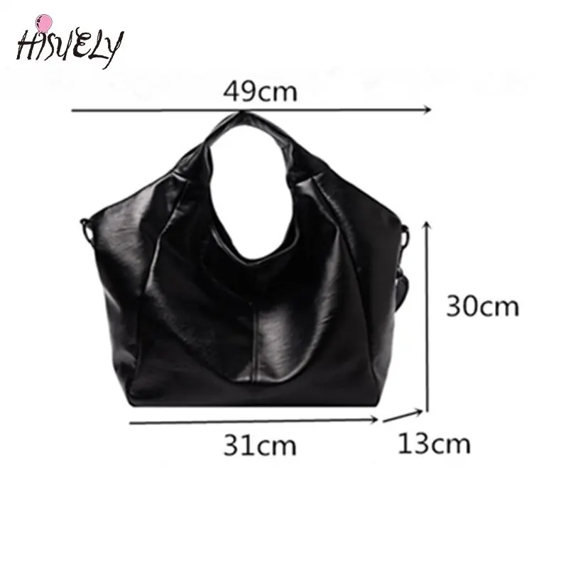 Quality Black Big Tote Bags for Women Large Capacity Hobo Handbags Luxury Soft Leather Shoulder Bag Female Shopper Messenger Bag
