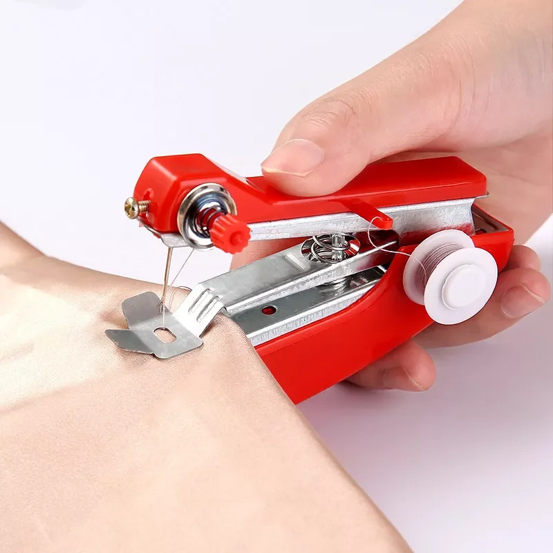 

HOT SALE Red Mini Sewing Machines Needlework Cordless Hand-Held Clothes Portable Sewing Machines Handwork Tools Accessories