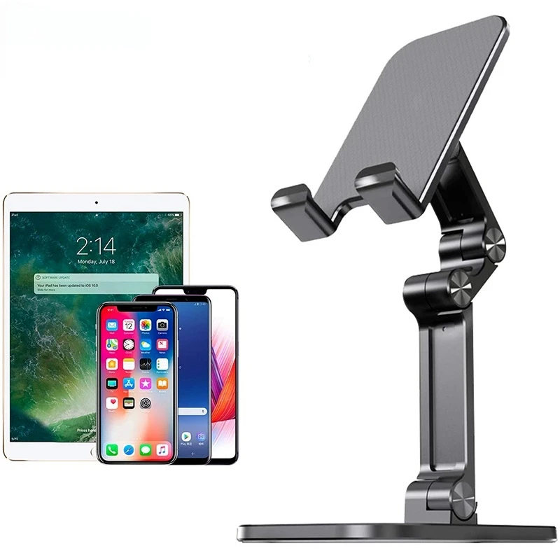 three sections foldable desk mobile phone holder for iphone ipad tablet flexible table desktop adjustable cell smartphone stand free global shipping