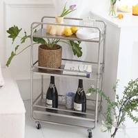 kitchen stainless steel floor narrow trolley multi layer organizer cart with wheels removable bathroom storage shelf furniture