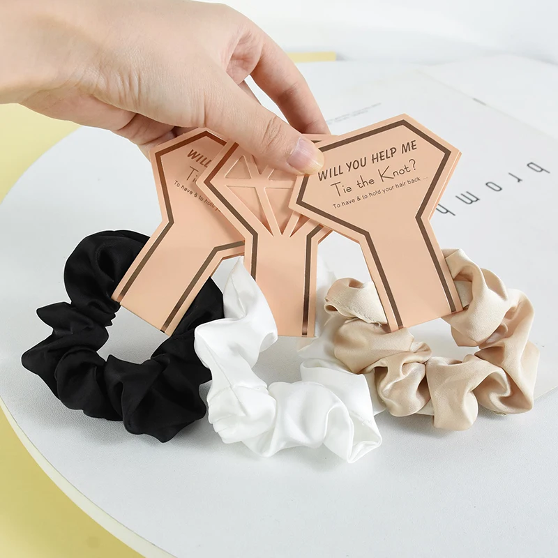 1/2pcs Wedding Bridesmaid Gift Satin Scrunchie Bachelorette Hen Party Elastic Hair Ties For Wedding Team Bride To Be Party Decor