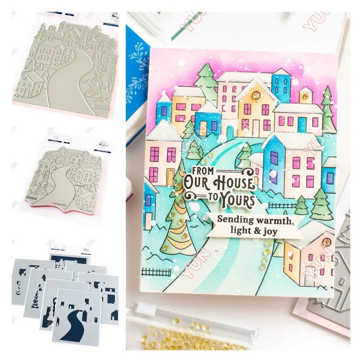 Новинка 2024 металлические штампы для вырезания праздничной улицы горячая фольга