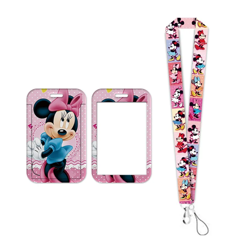 

10 Colors Disney Mickey Mouse Lanyard Credit Card ID Holder Bag Student Unisex Bank Bus Business Entrance Card Cover Badge