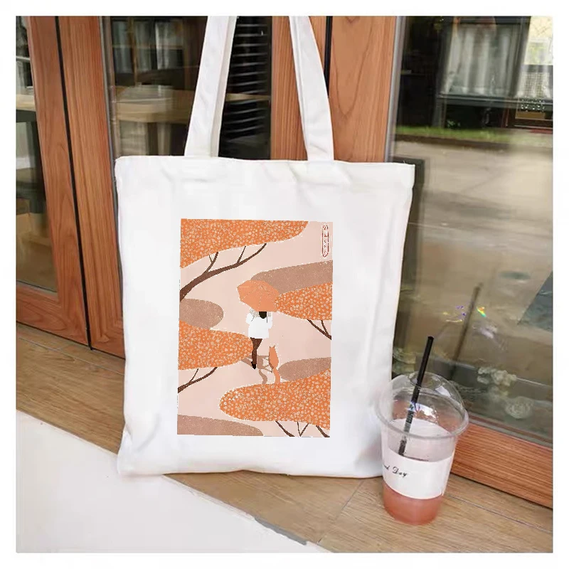 

Women Canvas Shoulder Bag for Girls Art Print Daily Shopping Bags Students Books Bag Thick Cotton Cloth Handbags Tote