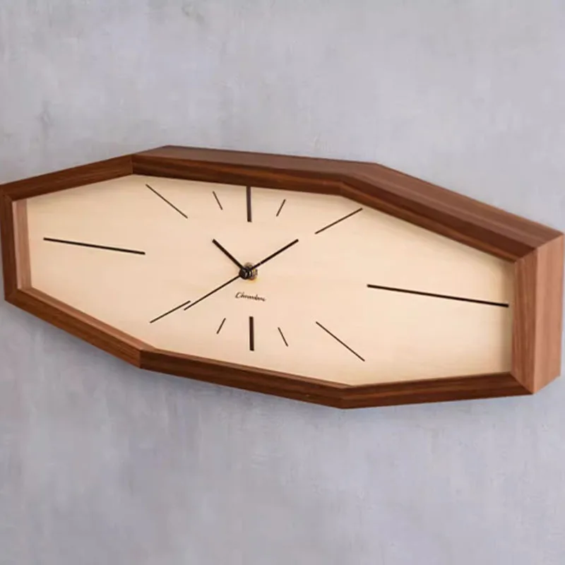 Living Room Digital Clock Wall Wood Aesthetic Japanese Vintage Minimalist Wall Clock Vintage Movement Horloge Furniture