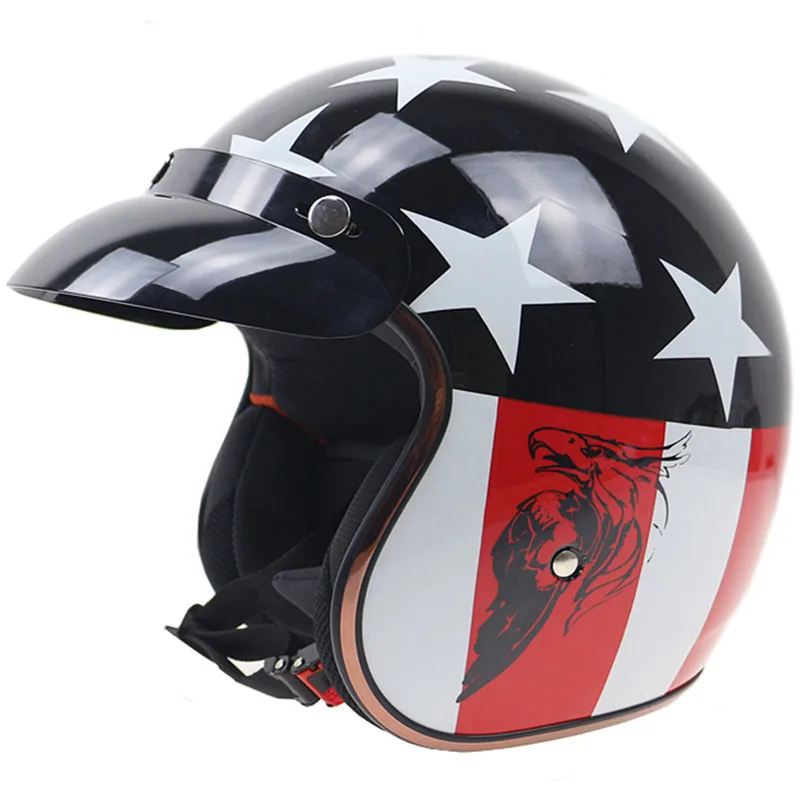 JIEKAI510 Motorcycle Vintage Helmet DOT Standard 3/4 half helmet Motocross Open Face Safe Riding Scooter Headpiece with Visor