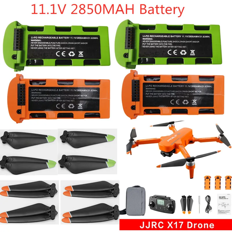 

JJRC X17 GPS RC Drone Battery 11.1V 2850mA Battery Propeller For JJRC X17 Drone Accessories JJRC X17 Dron Battery X17 Drone Blad