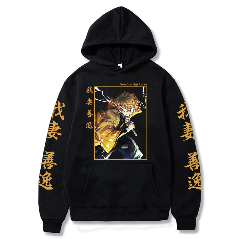 

New Hot Anime Demon Slayer Hoodie Men Women Agatsuma Zenitsu Graphic Printed Long Sleeve Pullovers Sweatshirts Harajuku Clothes