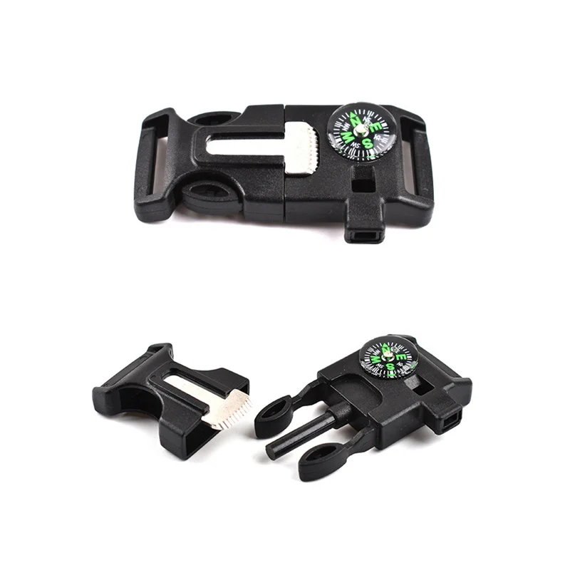 

1pcs Emergency Survival Whistle Buckle With Compass For Outdoor Camp Paracord Bracelet Backpack Strap Bag Accessories