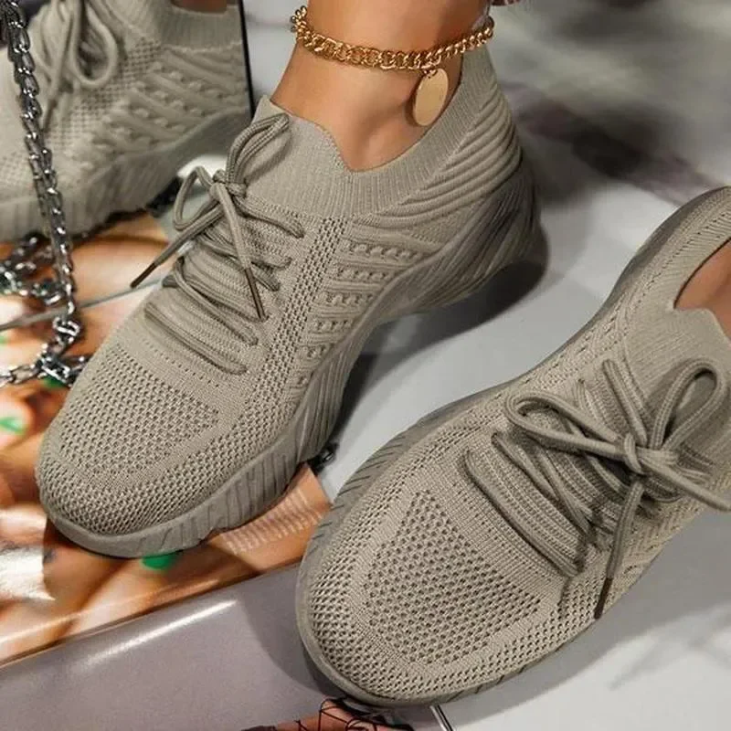 

Shoes 2023 Fashion Breathable Lace Up Platform Women vulcanize Shoes Summer Flat Mesh Sports Shoes Woman Running Shoes