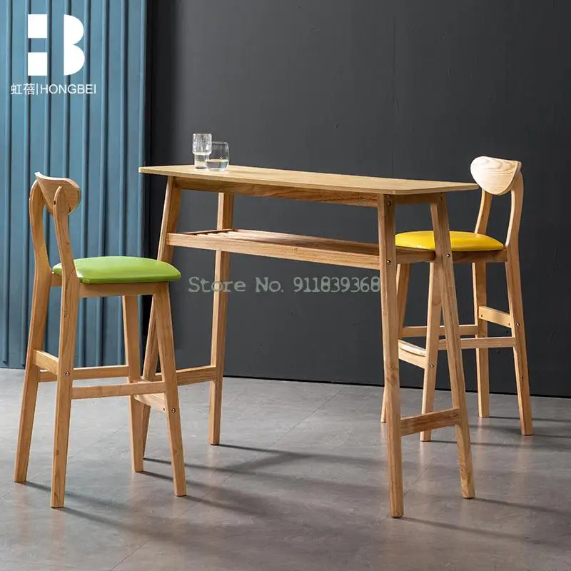 Барный стул из массива дерева современный простой на спинке барный для магазина