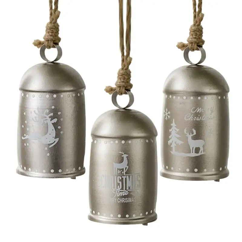 

Large Christmas Bells Cast Iron Hanging Cow Bells Metal Christmas Bells Ringable Iron Snowflake Bell Holiday Bells For Christmas