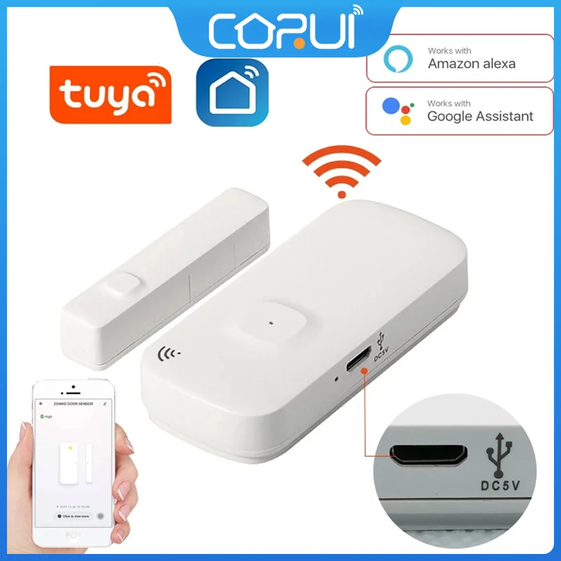 

Датчик окон и дверей, умный детектор сигнализации с Wi-Fi и управлением через приложение, работает с Alexa и Google Home Assistant CORUI