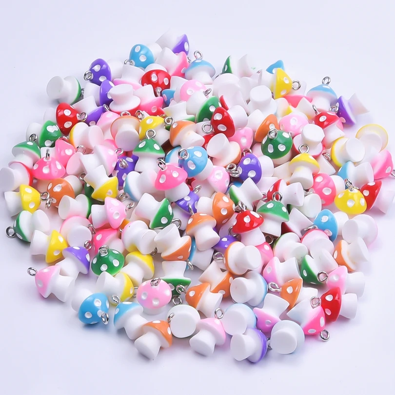 

10/20/30/50pcs/Lot Wholesale Resin Charm Colorful Mushroom Charms For Jewelry Making Supplies Handmade Women/Men Pendant Earring