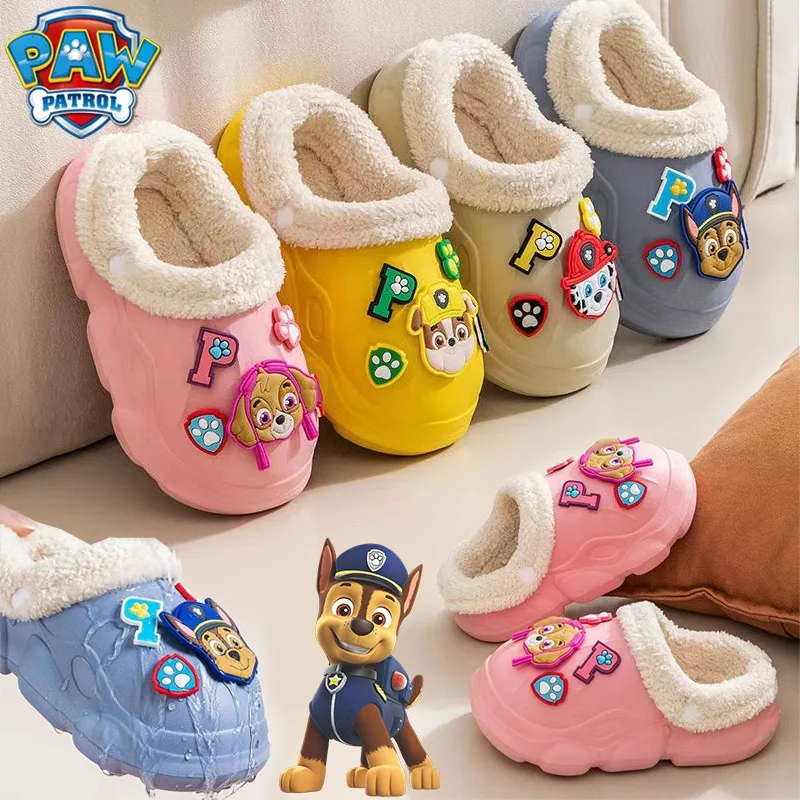 Плюшевые тапочки PAW Patrol Chase для мальчиков обувь Skye с героями мультфильмов зимние