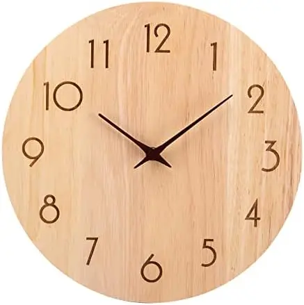 

Reloj de pared de madera de roble, silencioso, 30 cm, de cuarzo, grande, fácil de leer, para habitaciones, hogar, cocina, dormi