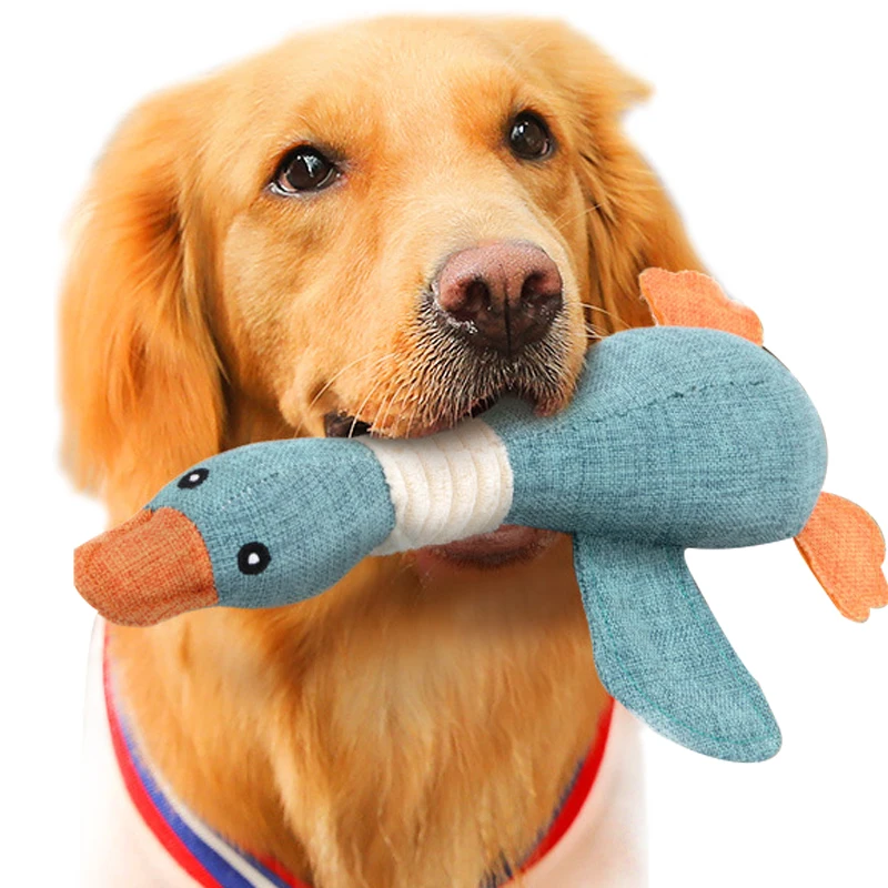 

Wild Goose Sounds Funny Dog Toys Cat Fleece Toys Linen Chew Toy for Durability Squeak Sound Dolls Fit for All Pets Accessories
