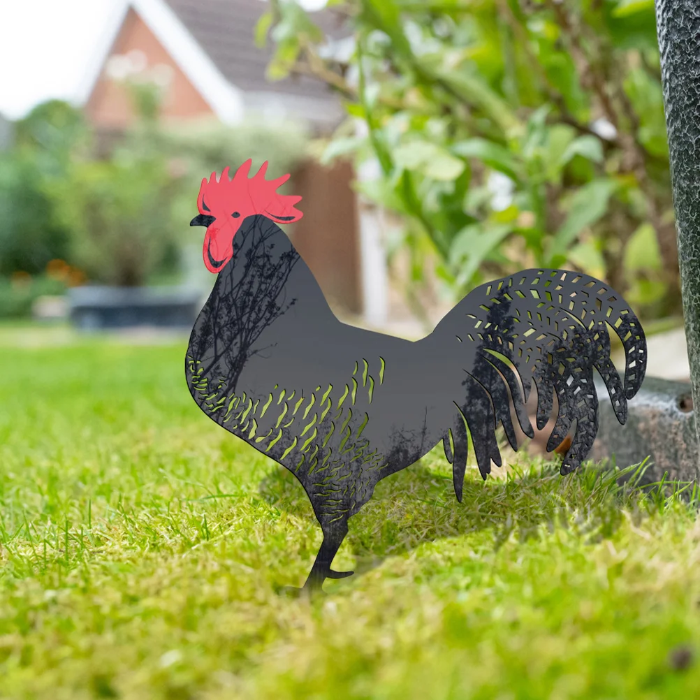 

2 Pcs Garden Stakes Decorative Birthday Decoration Girl Decorate Chicken Acrylic Lawn Ornament Ornaments Bathroom Decorations