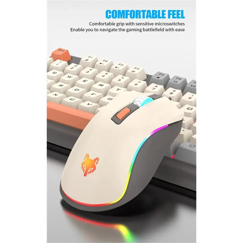 Фото Комплект клавиатура и мышь XUNFOX K820, USB, проводной, игровой, с подсветкой, для настольных ПК/ноутбуков, для дома и офиса, для мужчин и женщин №4