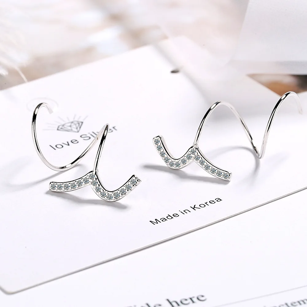 

Todorova Cubic Zircon Earrings For Women Wave Twist Spiral Stud Earring Ear Bones Ear Buckle Ring Earrings Small Earings