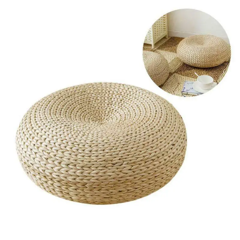 

Tatami Cushion Breathable Widely Applied Comfortable Round 40X15CM Straw Weave Handmade Pillow Cushion For Floor