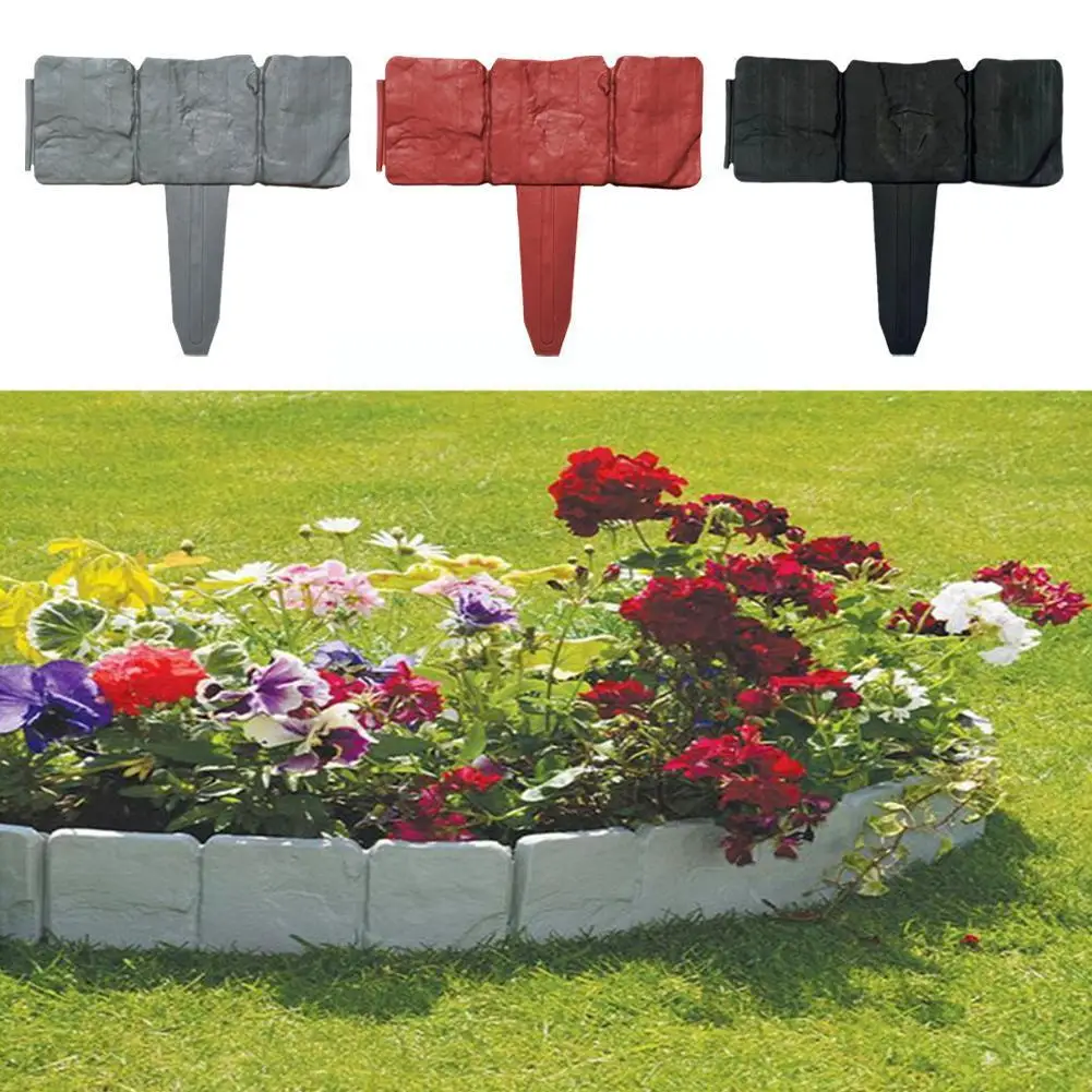 

Imitation Plastic Stone Garden Fence DIY Garden Fence Landscape Lawn Garden Fence-Path Fence Folding Flower Border Edging K5N9