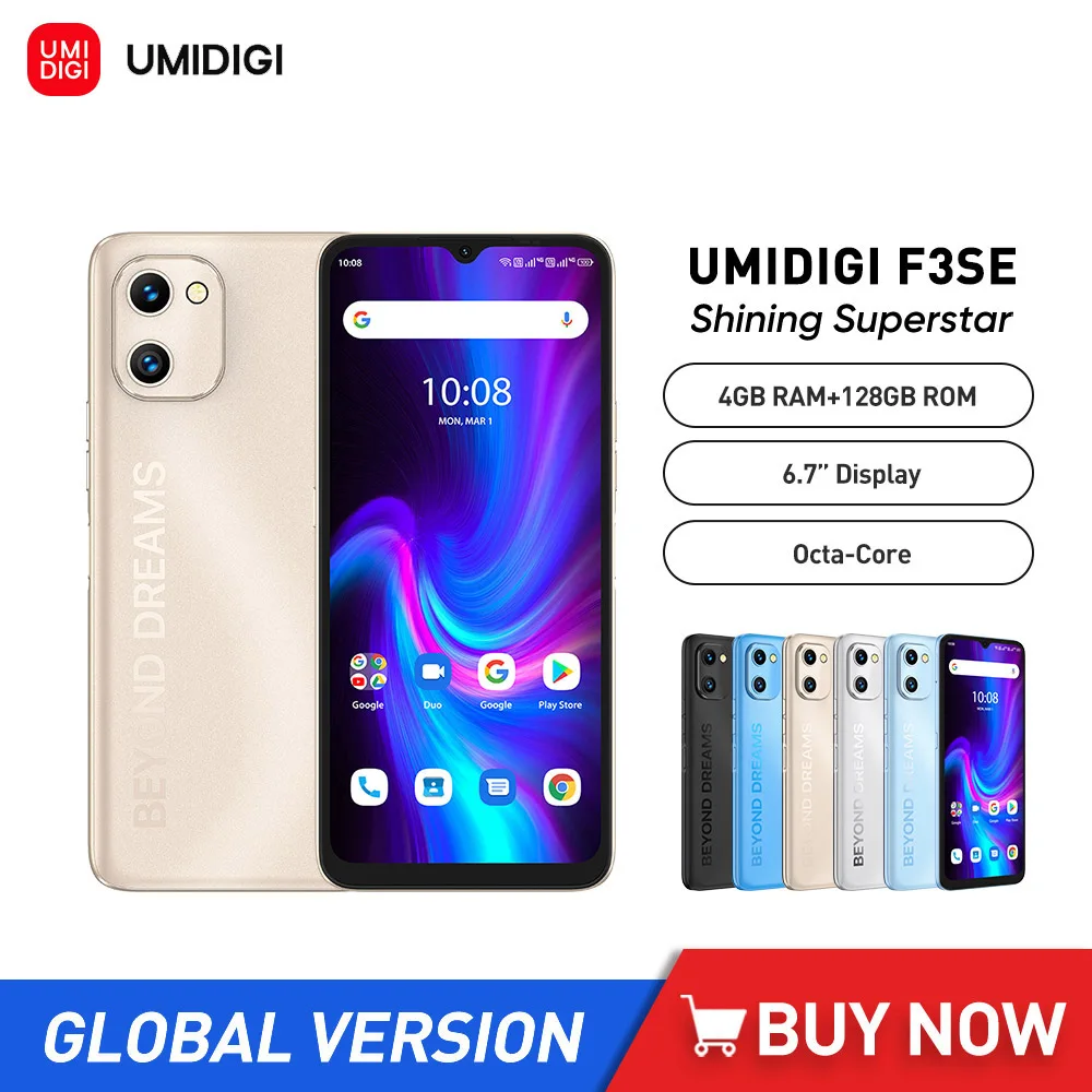 UMIDIGI F3 SE смартфон с 5,5-дюймовым дисплеем, восьмиядерным процессором, ОЗУ 4 Гб, ПЗУ 6,7 ГБ, 128 мАч