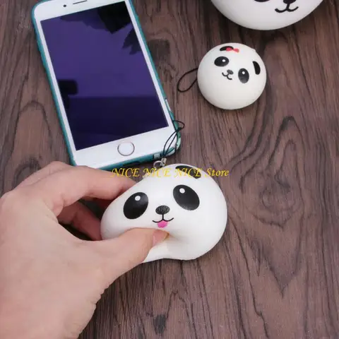 Симпатичная Panda Squishy Pareed Bun Back Bag Pane The Penne Lanyard Caychain Kid Toy Gift