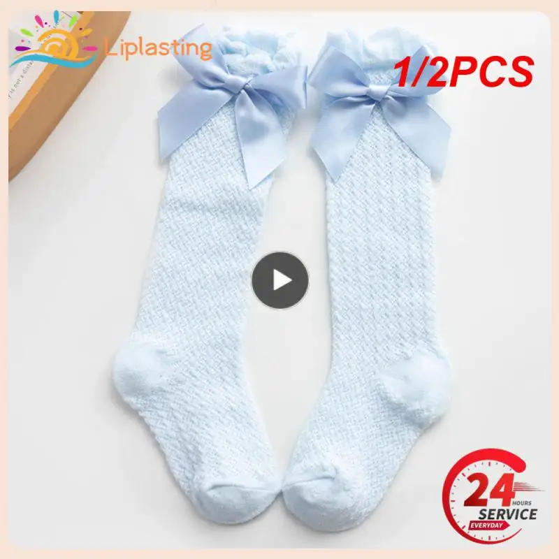 

1/2PCS Fashion Baby Girl Socks Royal Style Bow Knee High Fishnet Socks Soft Summer Kids Sock Toddlers Cotton Lace Baby Socks