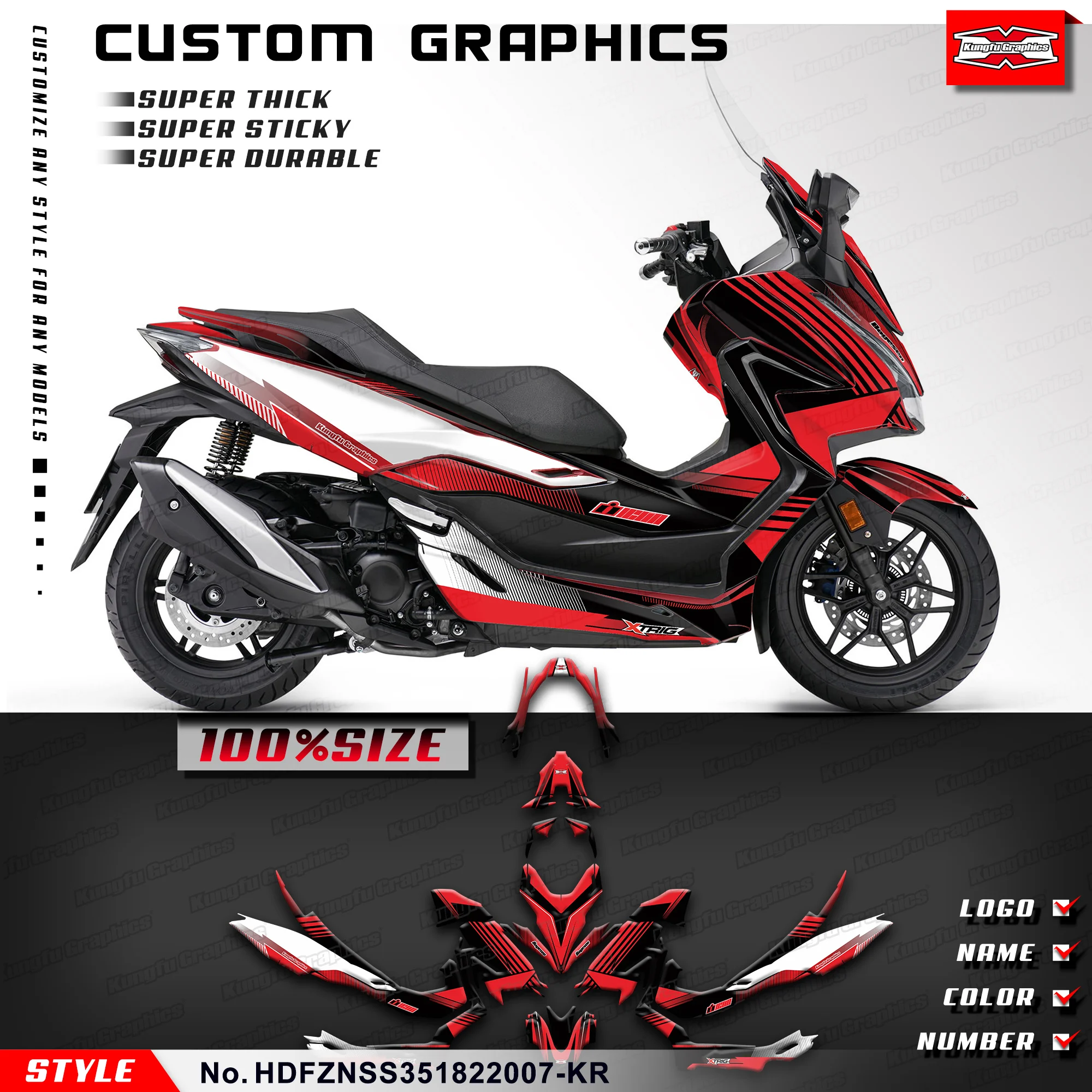 Графические наклейки KUNGFU виниловый набор Deca для HONDA FORZA NSS 350 NSS350 2018-2022