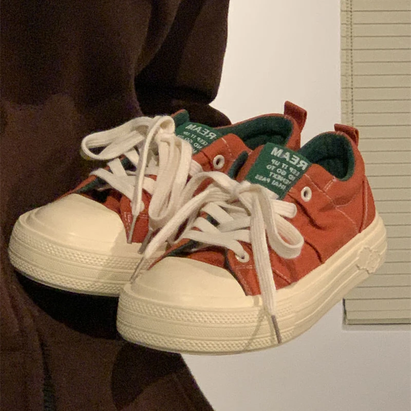 

Fashion Canvas Shoes for Women Designer Vintage Students Platform Casual Shoes Low-top Comfortable Ladies Zapatos